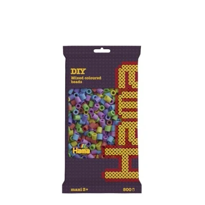Imagen de Hama Maxi Beads, mezcla de cuentas color pastel con 500 unidades , color/modelo surtido
