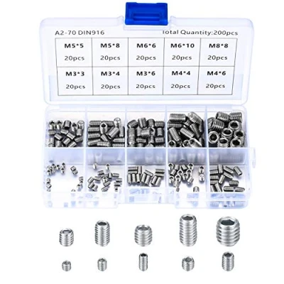 Imagen de Juego de 200 Tornillos M3 M4 M5 M6 M8, Cabeza Hexagonal, Llave Allen, Hueca Conjunto Acero Inoxidable