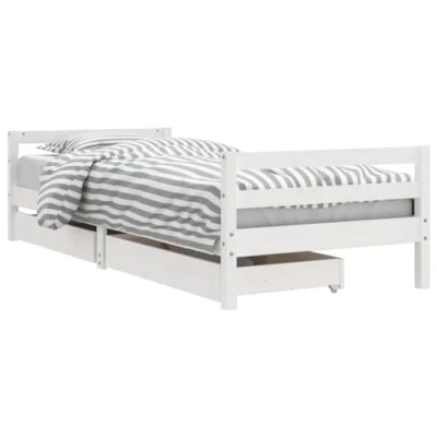 Imagen de vidaXL Estructura Cama niños con cajones Madera Pino Blanco 90x200 cm