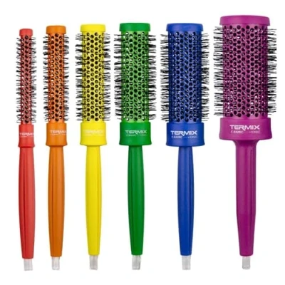 Imagen de Termix C·Ramic Pride Pack de 6 cepillos pelo térmicos redondos cerámica con fibras ionizadas. Incluido neceser cuero Pride. Inspirados en la diversidad y libertad bandera LGTBI.