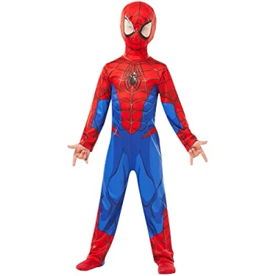 Imagen de Rubies Disfraz Spiderman Clásico para niño, Jumpsuit con máscara de tela y detalles impresos Oficial Marvel Spidermanpara halloween, navidad, carnaval cumpleaños