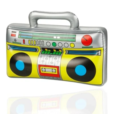Imagen de Inflable Ghettoblaster aprox. 45 x 42 cm 80 90 Carnaval y Disfraz de fiesta Botón baño Assi Retro Hip Hop Radio Walkman