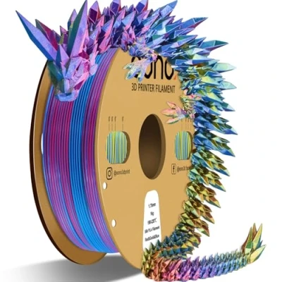 Imagen de Eono Triple Color Filament Coextrusion PLA 1.75mm for 3D Printer &amp; Pen, Multicolor Like Rainbow PLA, 2.2lbs (1kg). Silk Red/Gold/Blue.…