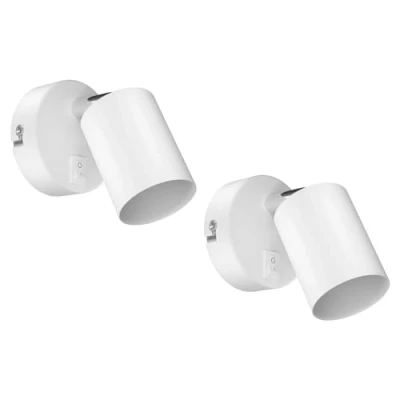 Imagen de ledscom.de 2 piezas Aplique WAIKA, interruptor, blanco mate, redondo, 1x GU10 max. 60W