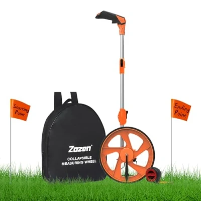 Imagen de rueda de medición zozen con bandera y cinta métrica, industrial plegable bolsa portátil.