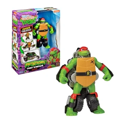 Imagen de TORTUGAS NINJA Figura de Acción Tranformable en Vehículo, Transforma a Raph una Moto 2 Ruedas, Muñecos para Coleccionar, Figuras Articuladas, Famosa (TU845100)