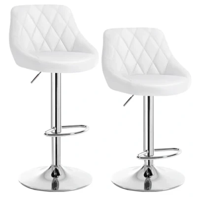 Imagen de WOLTU 2X Taburete de Bar con Respaldo Cuero Sintético Taburetes Altos Cocina Regulable en Altura Giratorio Sillas Escritorio Blanco BH23ws 2