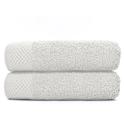 Imagen de HIPERMANTA Toallas Pack 2 Algodón 500 gr/m2. (2 Lavabo 50x90) Rizo Americano. Alta Absorcion. Suaves y Resistentes. Color Alma Gris Claro