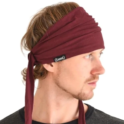 Imagen de Casualbox Pre Atada Cinta Para El Pelo Bohemio Cabello Banda Verano Hombres Damas Cabeza Envolver Hippie Granate