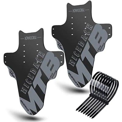 Imagen de NICEDACK Guardabarros para Bicicleta de montaña, 2 Unidades Mudguard Fit 20 a 29 Pulgadas, Delantero y Trasero Compatible, protección contra Salpicaduras (Gris)