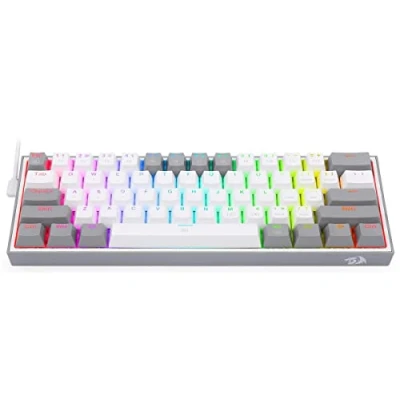 Imagen de Redragon Teclado mecánico para torneos K617 Fizz RGB Blanco Gris 60% TKL RED K617WG