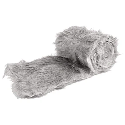 Imagen de Ideen mit Herz Cinta de pelo sintético, 12 cm ancho, 2 m largo, para manualidades, costura, decoración, camino mesa, gris claro