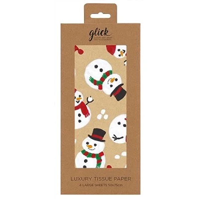 Imagen de Glick Cuatro hojas de papel seda Navidad, muñecos nieve tontos para envolver en Navidad (cuatro hojas), dorado