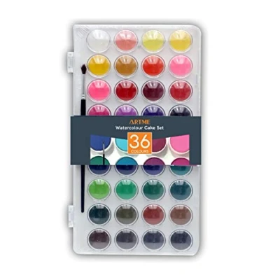 Imagen de Artme Pintura De Acuarela 36 Colores + un Pincel, Caja Del Kit Paletas Artista, Alta Fuerza Tinte, Pigmentación Intensa Artistas, Estudiantes &amp; Principiantes