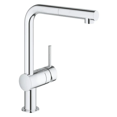 Imagen de GROHE Minta QuickFix, Grifo de cocina (caño alto extraíble, forma en L y giro 360º, menor consumo agua, sistema instalación rápida), cromo, 32168000
