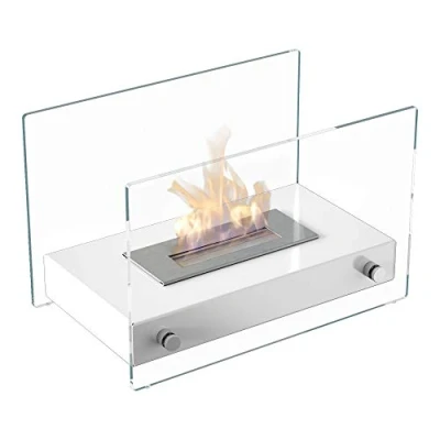 Imagen de KRATKI Biokamin Hotel Mini Chimenea de etanol 390 x 244 mm Recipiente 0,20 L Blanco Mesa Decorativa Independiente Ideal para el hogar, Restaurante o terraza Certificado TÜV