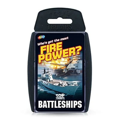 Imagen de Top Trumps juego de cartas Battleships Classics, descubre algunos datos interesantes en este educativo que incluye la velocidad del HMS Triumph, más 2 jugadores es un gran regalo para mayores