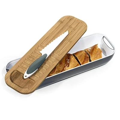 Imagen de Saveur &amp;d gustation KA1084 Papelera con tabla de pan y cuchillo