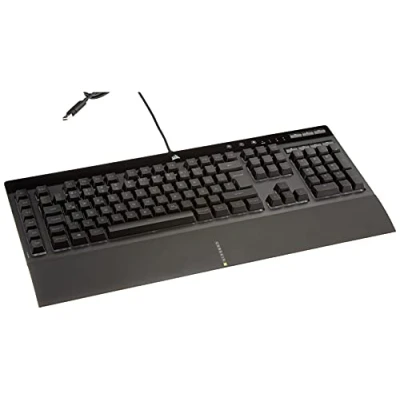 Imagen de Corsair K55 RGB Pro Teclado DE Membrana con Cable IP42 Resistente al Polvo y Salpicaduras 6 Teclas Macro integración Elgato Compatible iCUE QWERTZ PC, Mac, Xbox Negro