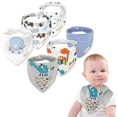 Imagen de Minizone 6 Piezas Baberos Recién nacido Bandana Bebé Absorbente y Suave Algodón Bufandas para Niños 0 3 Años