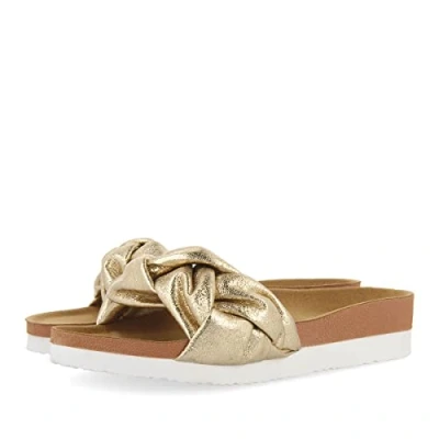 Imagen de Chanclas Doradas Tipo Bio con Pala Trenzada para Mujer Yoder