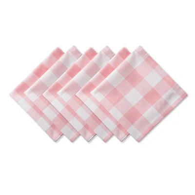 Imagen de DII Buffalo Check Collection, Juego de Mesa clásico Granja, servilletas, 20 x 20, Rosa y Blanco, 6 Piezas