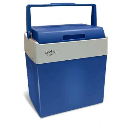 Imagen de briebe Nevera Portátil Eléctrica de Viaje para Coche, Camping, 12V / 220V, Capacidad 28 litros, Refrigera, Mantiene el Calor, Modo Bajo Consumo, Azul
