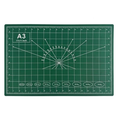 Imagen de VELLUSTRA Alfombrilla de Corte A3, Estera Antideslizante PVC Doble Cara, 45x30CM Tabla Corte, Self Healing Cutting Mat Base Para Escritorio, Costura y Manualidades(Verde)