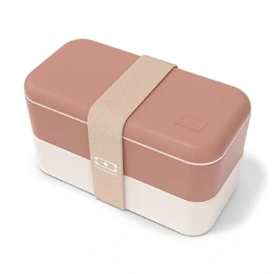 Imagen de monbento Fiambrera Lunch Box MB Original Moka Made in France Bento con 2 Compartimientos Herméticos Caja Trabajo/Escuela Sin BPA Segura y Duradera Rosa