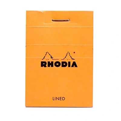 Imagen de RHODIA 10600C Bloc de Notas Grapado N. 10 A8 Rayado 80 Hojas Separables Cartón Recubierto Suave, Resistente e Impermeable Básicos Naranja