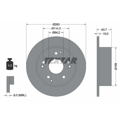 Imagen de TEXTAR PRO 92169703 Disco de freno 260 10 05/09 114,3 macizo revestido sin perno sujeción rueda, buje rueda HONDA: Accord 6 Limousine