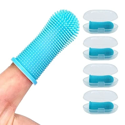Imagen de Cepillo de Dientes para Perros, kit dedos (paquete 4), Mascotas Dedo del Dientes, Silicona Gato