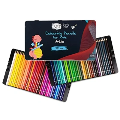 Imagen de Artina lápices de colores para niños Artilo Set 72 Juego XL pinturas madera FSC irrompibles dibujar y colorear En casa o colegio