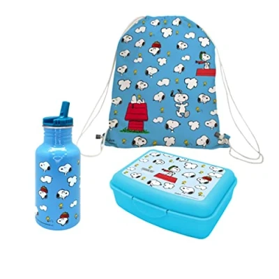 Imagen de NERTHUS FIH 1065 Set Mochila + Box Botella Aluminio Snoopy