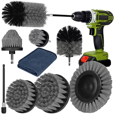Imagen de Amzeeniu Cepillo para Taladro 9 Piezas,cepillo de limpieza eléctrico Brochas Taladro,kit cepillos cerdas duras,cepillo llantas,kit llantas coche,para lechada,bañera,Cocina