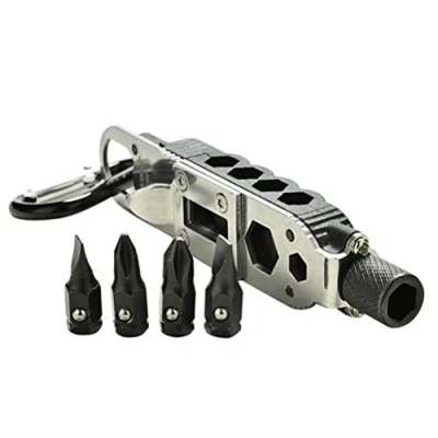 Imagen de Lseqow Destornillador de bolsillo, llavero multifuncional, herramientas mini destornillador, EDC al aire libre, camping, bolsillo portátiles con linterna LED para