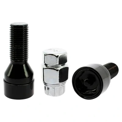 Imagen de Juego de 4 Tornillos Antirrobo Premium 12x1.25 L28 Acerados con Cabeza Rotativa Anti Mordazas 2 Llave Tulipa 7 Puntas Redondas Color Negro