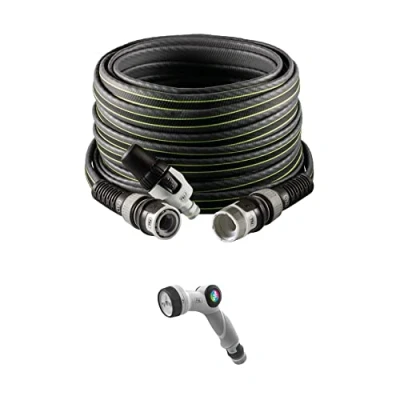 Imagen de FITT Force Plus 5/8&quot; 35 m, Manguera de Agua Jardín, Ligera y Resistente, para Uso Intensivo con Lanza Pistola Multifunción, Gris
