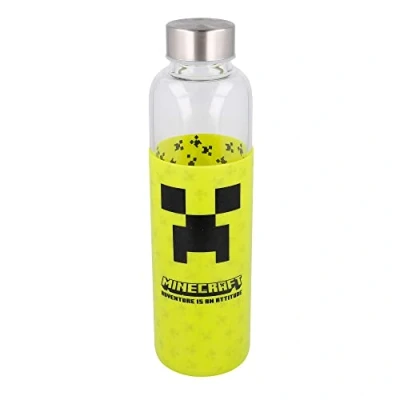 Imagen de Stor8412497004430Vidrio Botella con Silicona Funda, 585 ml Capacidad, Minecraft