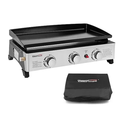 Imagen de Royal Gourmet Plancha de Gas Acero esmaltado, 3 quemadores Potencia 7,5 kW, Superficie cocción 62,0 x 35,5 cm, portátil para Acampar y al Aire Libre