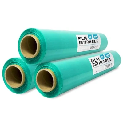 Imagen de Film Verde para Embalar, Plástico Cubretodo, color Embalaje de Cajas Mudanzas, Proteger Muebles y Envíos, Medidas 50 cm x 200 m estirables · office (Verde, 3 uds)