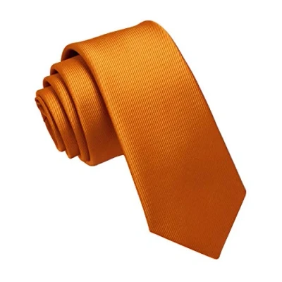 Imagen de JEMYGINS Corbata de Hombre Ajustada Color Sólido a Rayas Diagonales 6 cm Ancho naranja