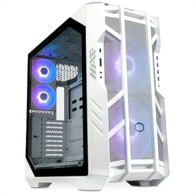 Imagen de Cooler Master HAF 700 White Caja PC Full Tower, Admite E ATX, 5 Ventiladores Instalados, Soporte Radiador Giratorio, Refrigeración High Airflow, Panel Lateral TG, Diseño Tool Free, Controlador ARGB