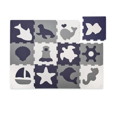 Imagen de Hakuna Matte Tapete de Juegos Espuma para bebés y niños 12 losetas EVA con temática oceánica en Caja cartón reciclable Rompecabezas 20% más Grueso Suave 100% Seguro