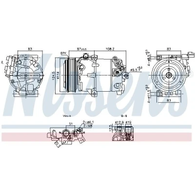 Imagen de NISSENS 890897 Compresor de Aire Acondicionado VS12 R 134 a