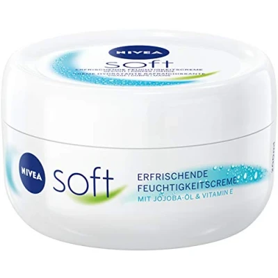 Imagen de NIVEA crema hidratante suave refrescante (200 ml), nutritiva con vitamina E y aceite de jojoba, para la piel absorción rápida