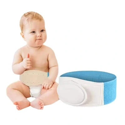 Imagen de Faja hernia umbilical bebé. Banda hipoalergénica. para abdominal con 3 almohadillas de compresión umbilical. Cinturón anatómico y funcional (AZUL)