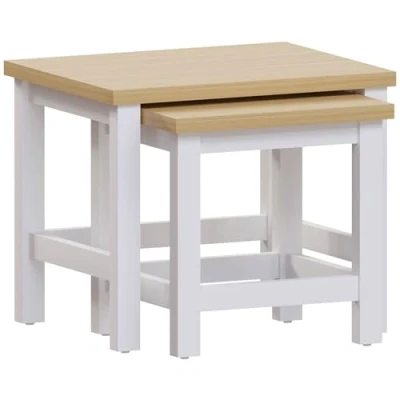 Imagen de Vida Designs Arlington Mesas Nido, Madera de ingeniería, White, H 41 x W 50 D 40 Cm