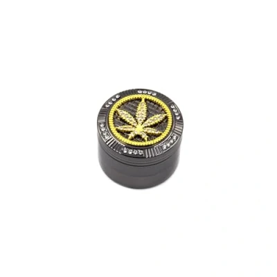 Imagen de HIBRON Grinder Metálico de Lujo Molinillo Elegante 4 Piezas con Incrustaciones Brillantes, Raspador Polen, Portátil y Antiadherente para Hierbas Especias