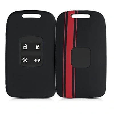 Imagen de kwmobile Funda Compatible con Renault Llave de Coche Smart Key 4 Botones (Solo Keyless Go) Carcasa Dura para Mando Auto Rally Rojo/Negro